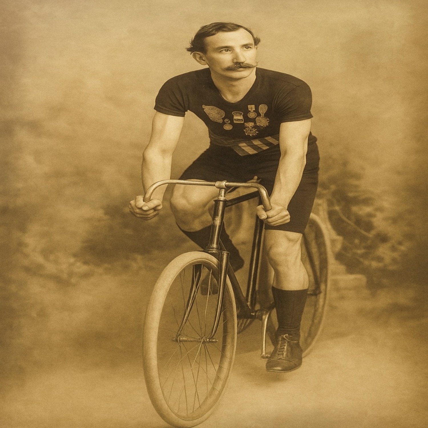 Benito Zalamea en bicicleta a finales de la década de 1890. Archivo Familia Zalamea